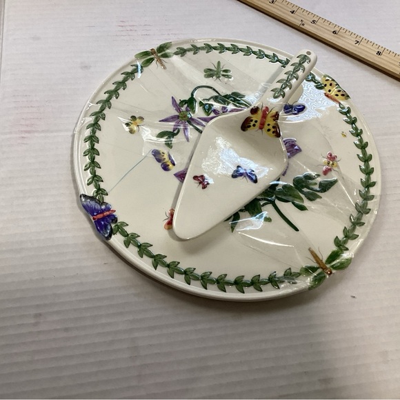 Vintage Portmerion Botanie Garden 11" Floral Cake Plate with Server - Picture 2 of 9